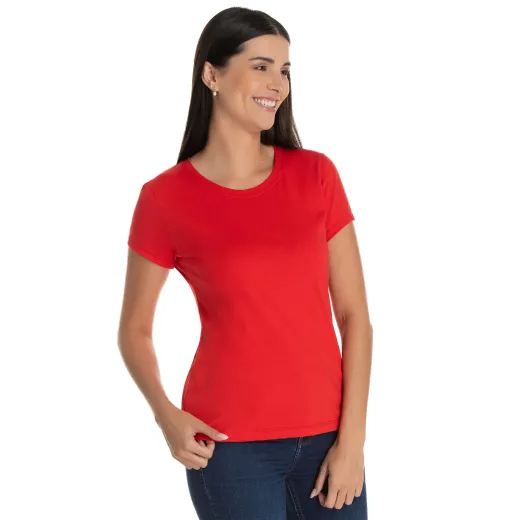 Camiseta Feminina Dry Fit Vermelha Proteção UV 30+