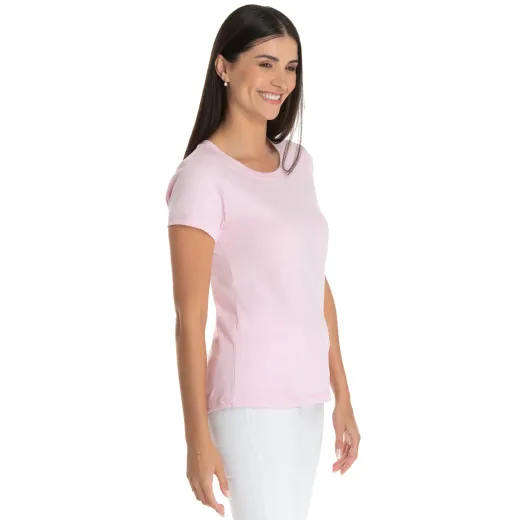 Kit 5 Camisetas Femininas Comfort Mescla Rosa Claro