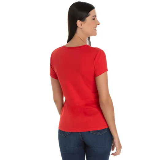 Camiseta Feminina Dry Fit Vermelha Proteção UV 30+