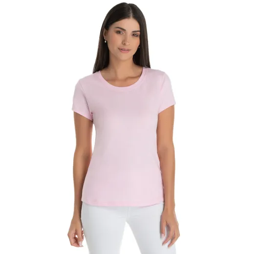 Kit 5 Camisetas Femininas Comfort Mescla Rosa Claro
