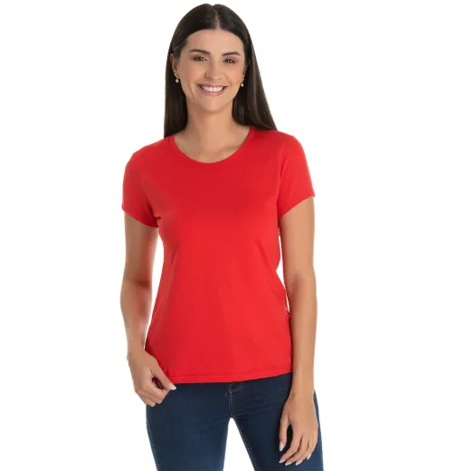 Camiseta Feminina Dry Fit Vermelha Proteção UV 30+