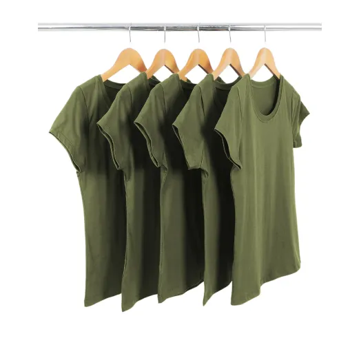 KIT 5 Baby Look de Algodão Premium Verde Militar