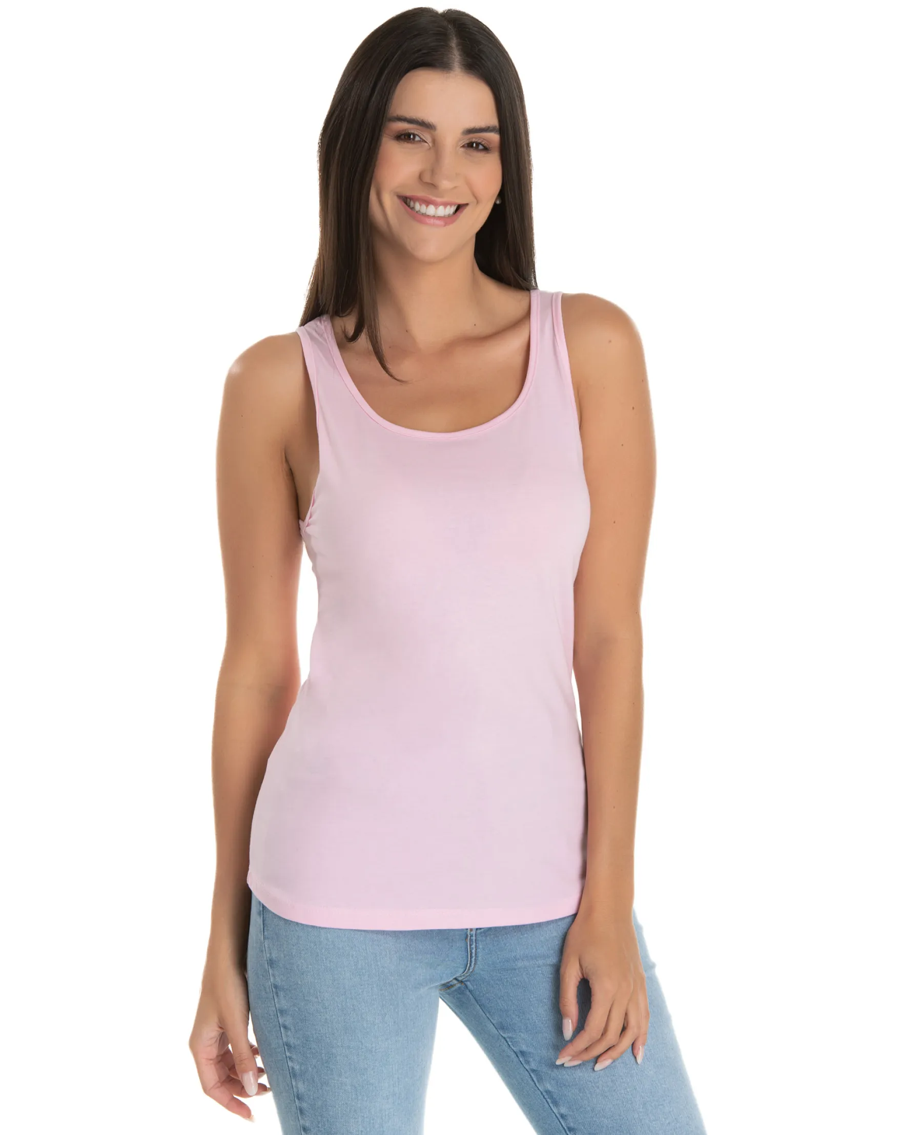 KIT 5 Regatas Femininas de Algodão Premium Rosa Claro