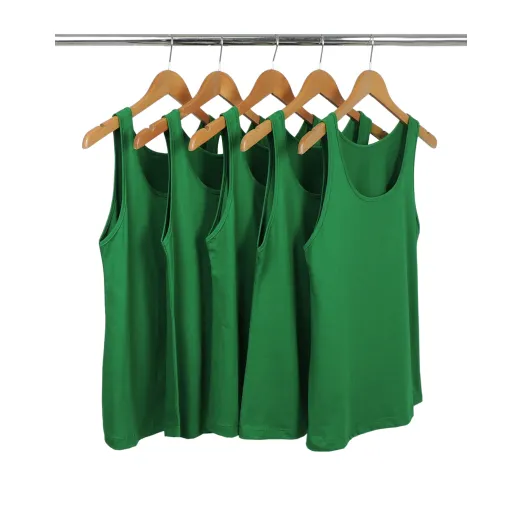 KIT 5 Regatas Femininas de Algodão Premium Verde Bandeira