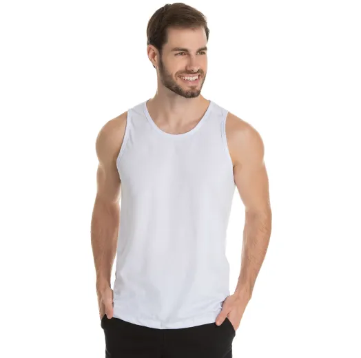 Camiseta Regata Masculina Branca Super Leve e Básica