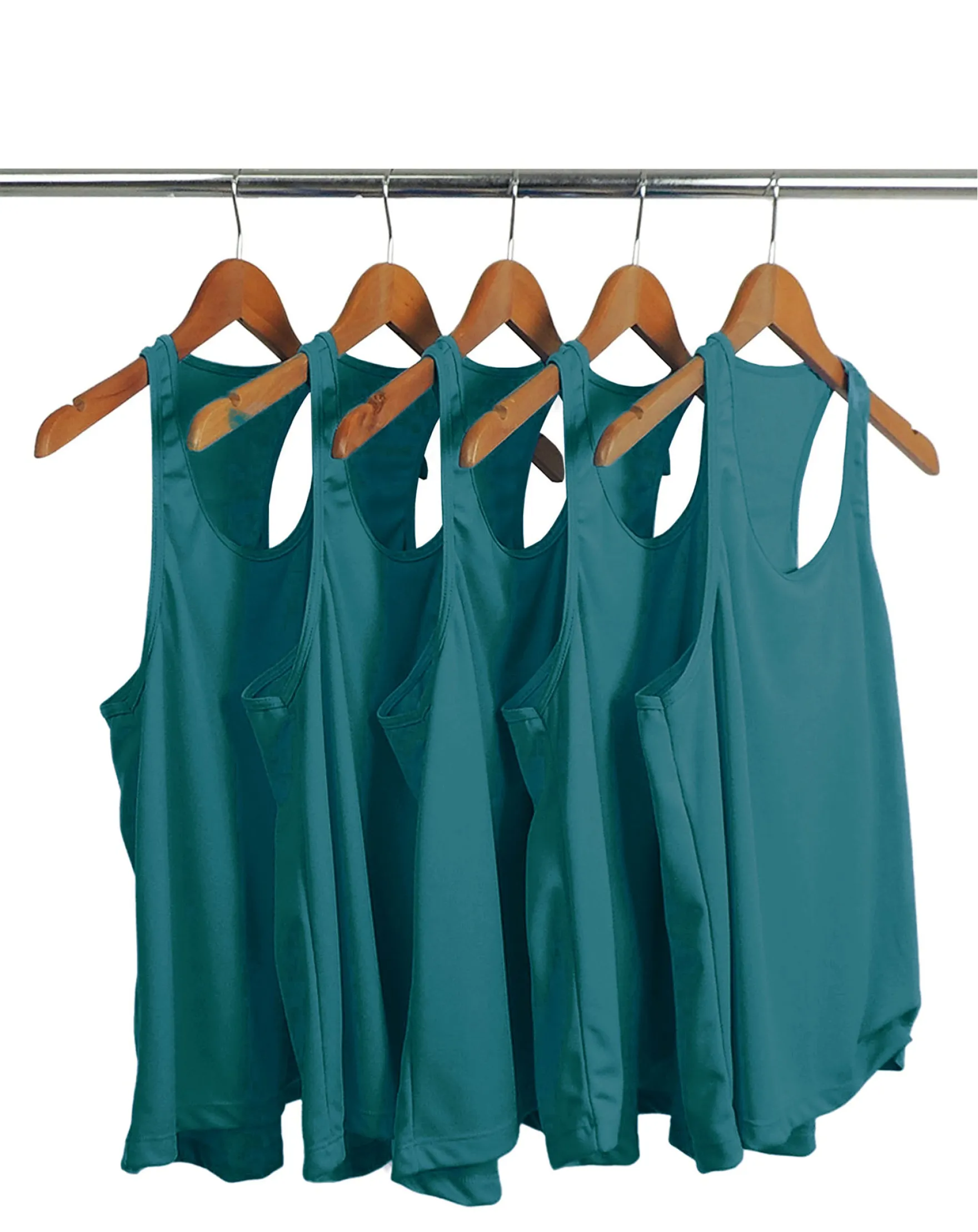 Kit 5 Regatas Feminina Dry Fit Verde Imperial Proteção UV 30+