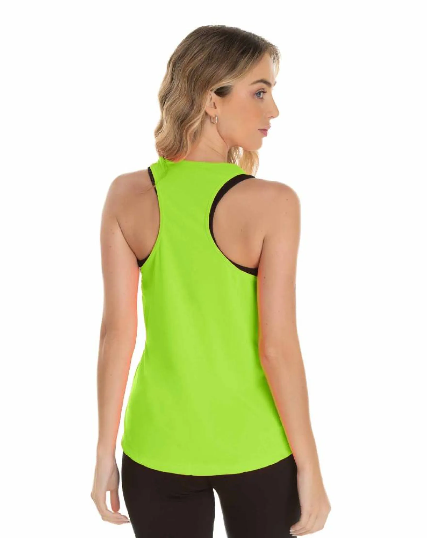 Kit 5 Regatas Feminina Dry Fit Verde Fluorescente Proteção UV 30+