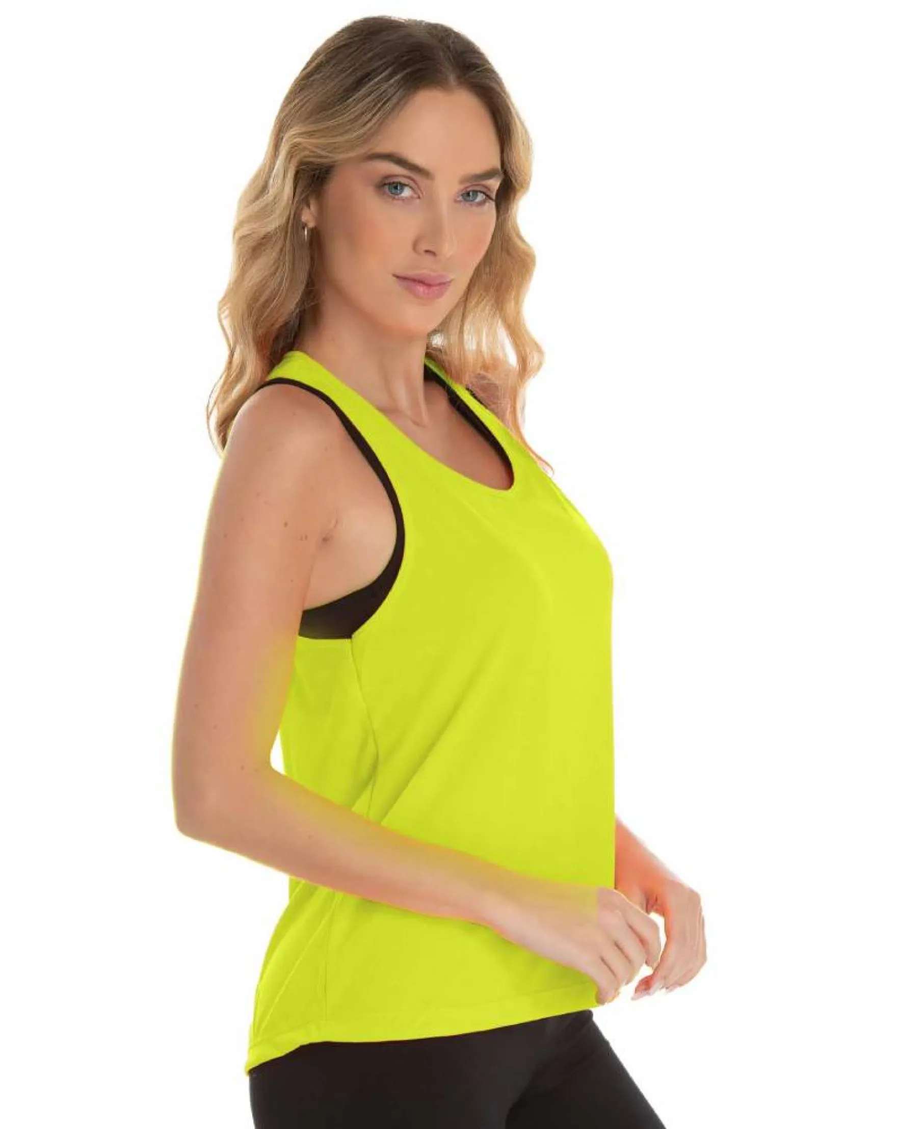 Kit 5 Regatas Feminina Dry Fit Verde Lima Proteção UV 30+