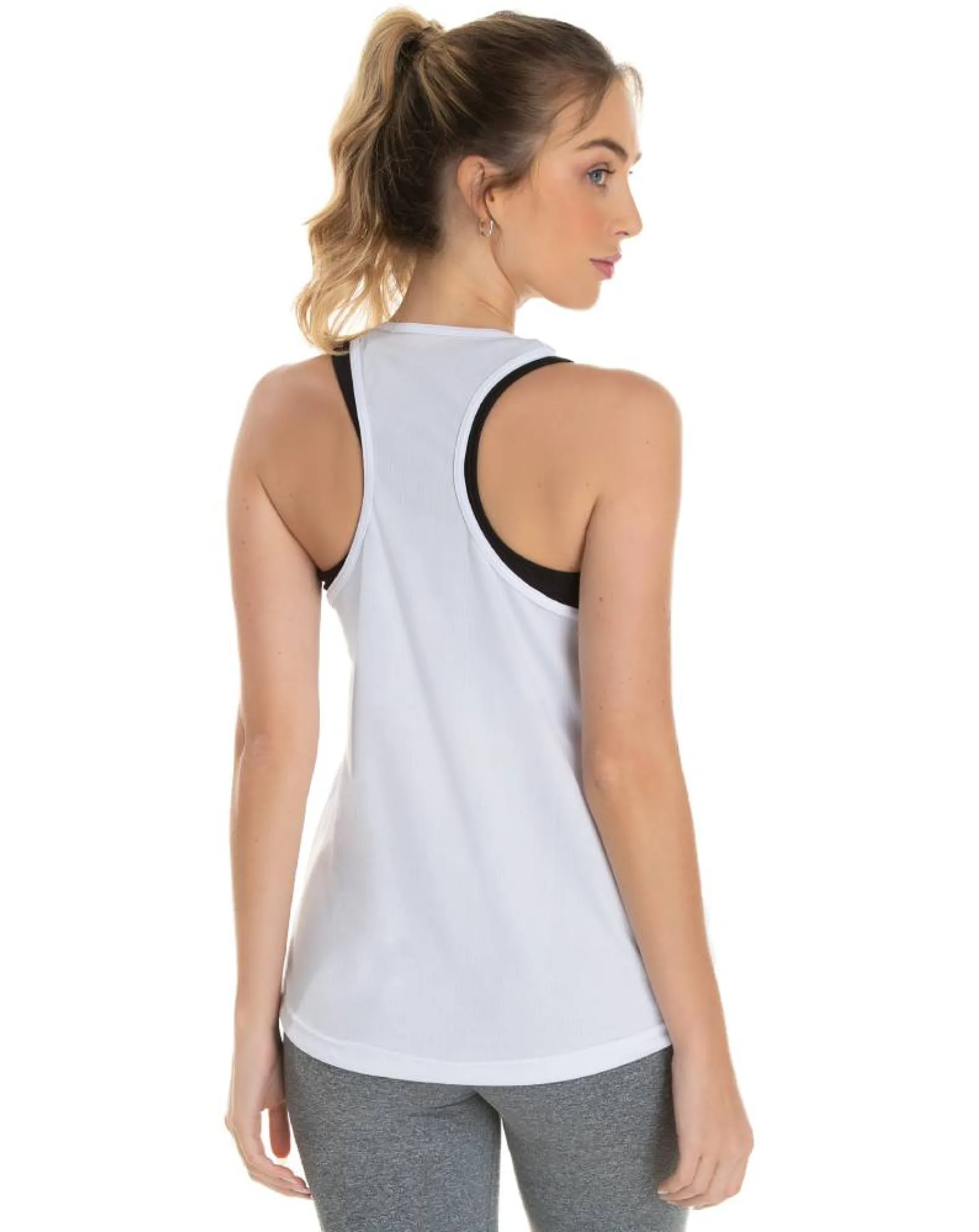 Kit 5 Regatas Feminina Dry Fit Branca Proteção UV 30+