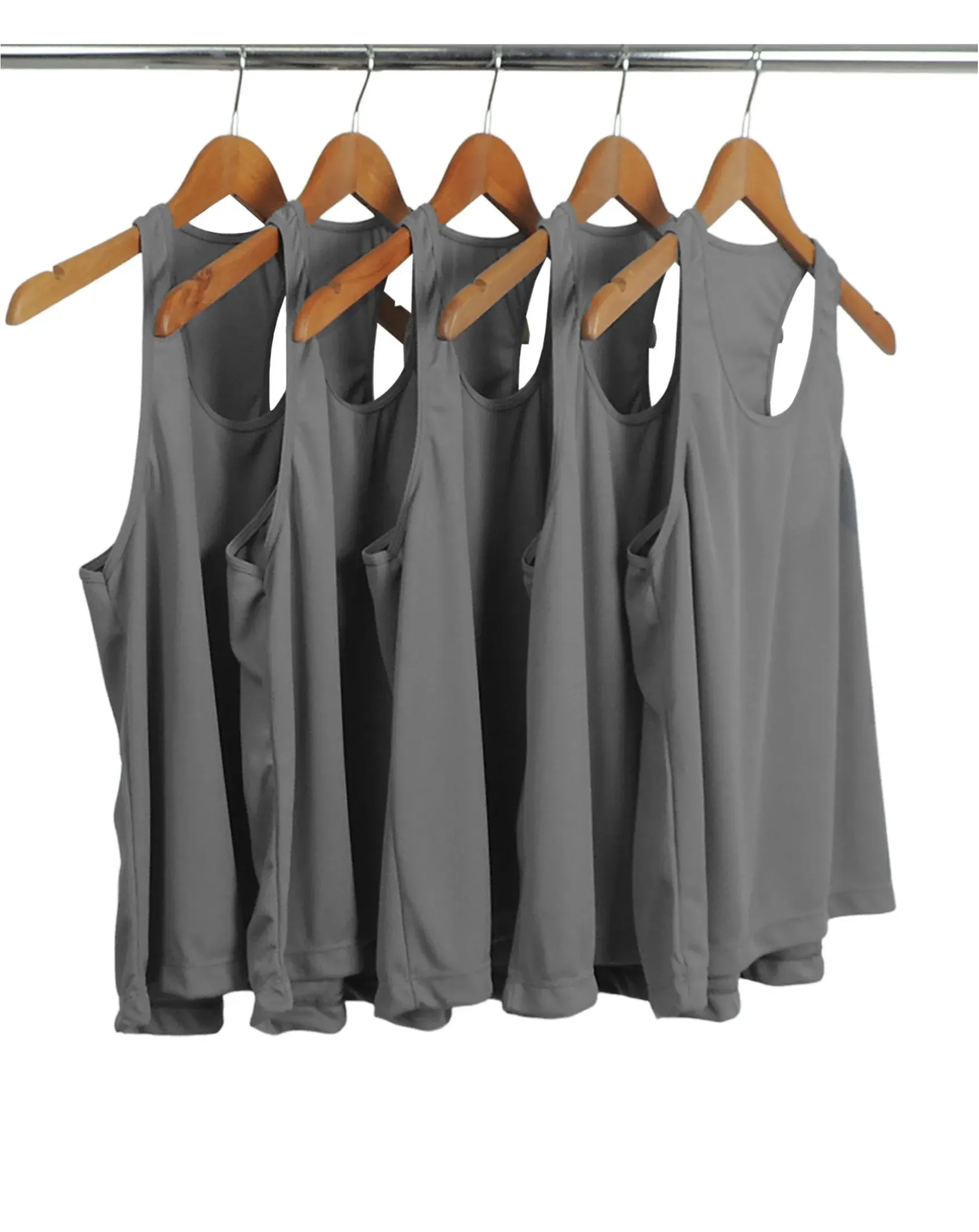 Kit 5 Regatas Feminina Dry Fit Cinza Chumbo Proteção UV 30+