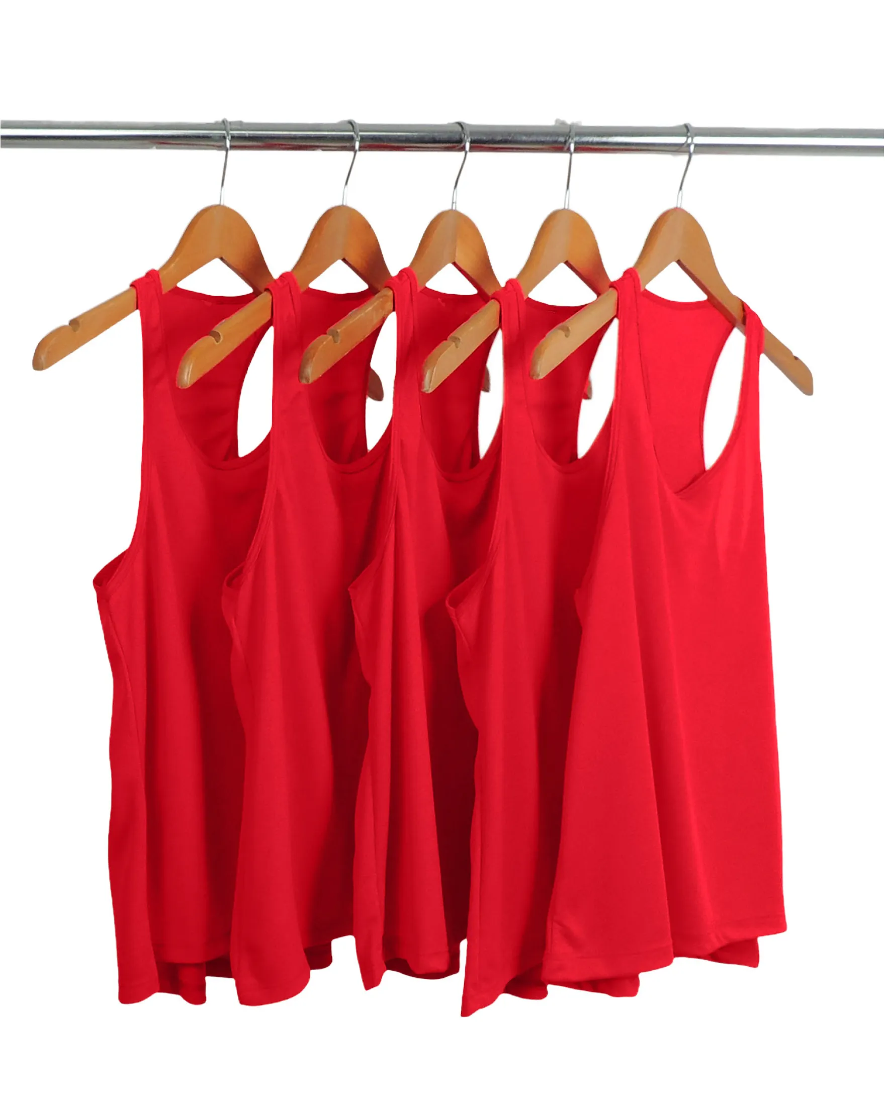 Kit 5 Regatas Feminina Dry Fit Vermelha Proteção UV 30+