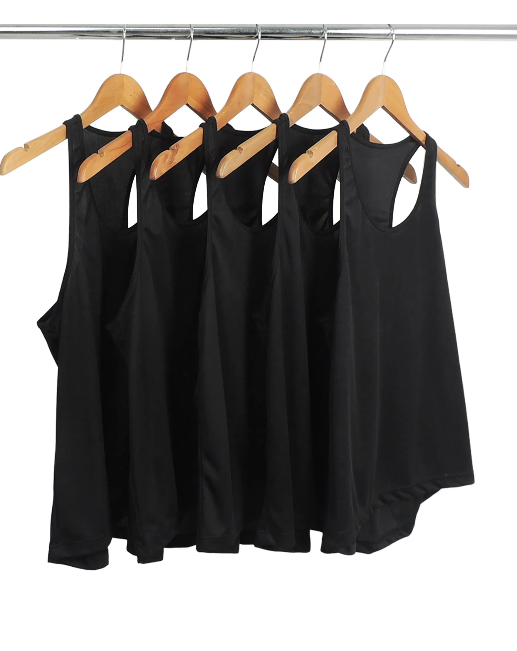 Kit 5 Regatas Feminina Dry Fit Pretas Proteção UV 30+