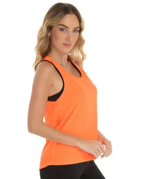 Regata Feminina Dry Fit Laranja Fluorescente Proteção UV 30+