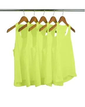 Kit 5 Regatas Feminina Dry Fit Amarelo Fluorescente Proteção UV 30+