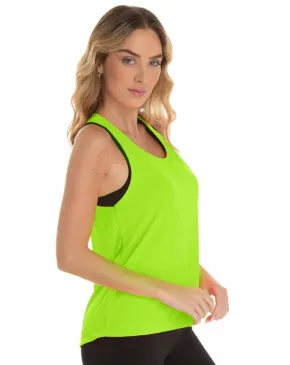 Regata Feminina Dry Fit Verde Fluorescente Proteção UV 30+