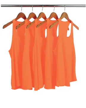 Kit 5 Regatas Feminina Dry Fit Laranja Fluorescente Proteção UV 30+