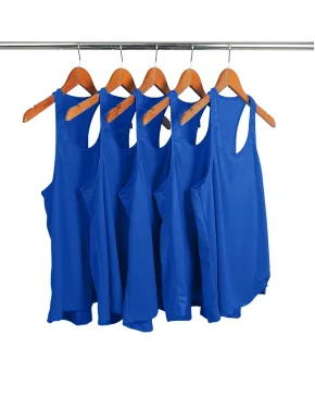 Kit 5 Regatas Feminina Dry Fit Azul Royal Proteção UV 30+