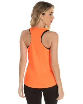 Regata Feminina Dry Fit Laranja Fluorescente Proteção UV 30+