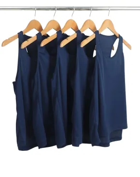 Kit 5 Regatas Feminina Dry Fit Azul Marinho Proteção UV 30+