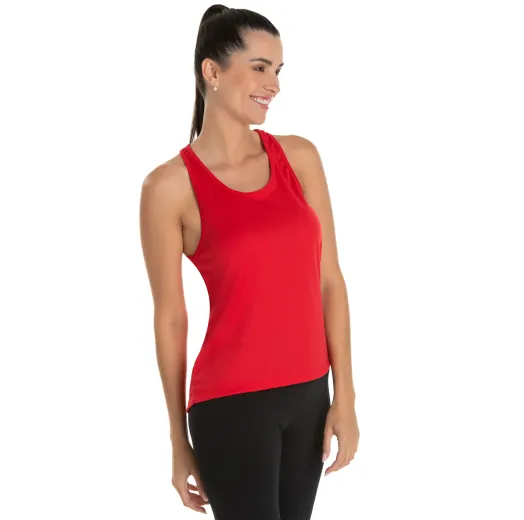 Regata Feminina Dry Fit Vermelha Proteção UV 30+