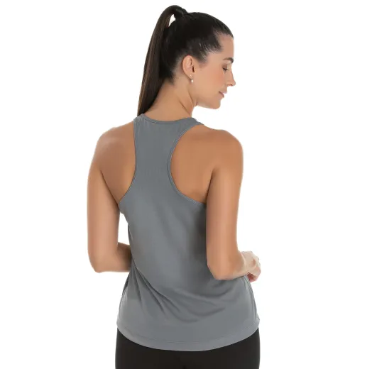 Regata Feminina Dry Fit Cinza Chumbo Proteção UV 30+