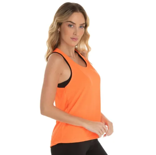 Kit 5 Regatas Feminina Dry Fit Laranja Fluorescente Proteção UV 30+