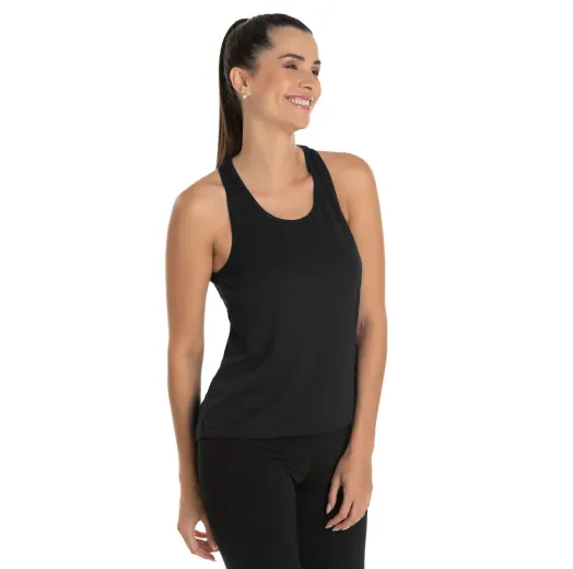 Regata Feminina Dry Fit Preta Proteção UV 30+