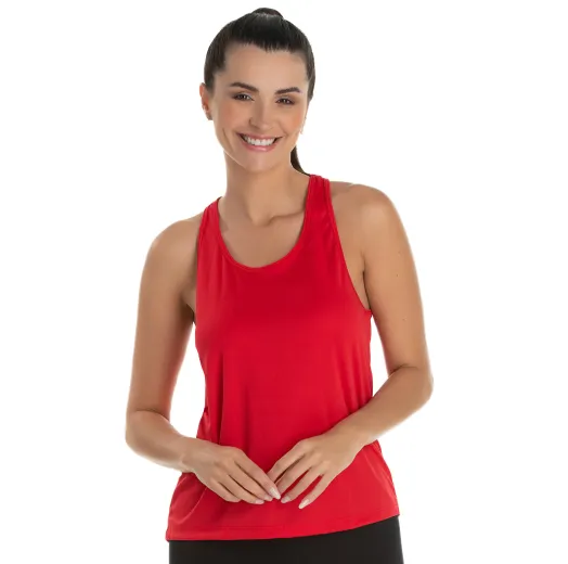 Regata Feminina Dry Fit Vermelha Proteção UV 30+