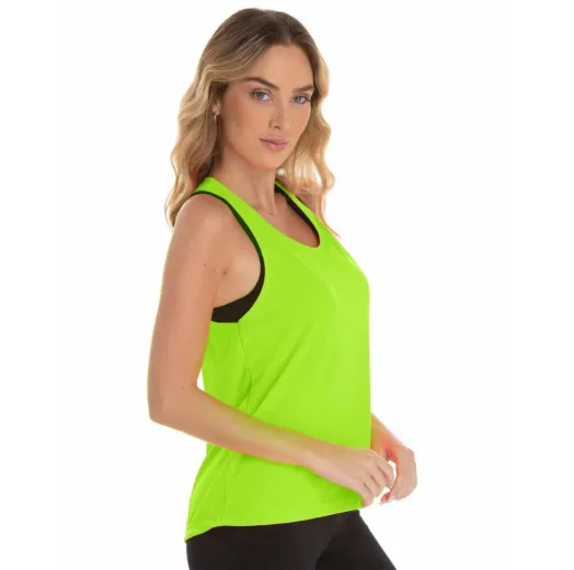 Kit 5 Regatas Feminina Dry Fit Verde Fluorescente Proteção UV 30+