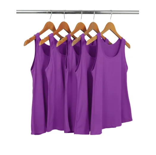 KIT 5 Regatas Femininas de Algodão Premium Roxa