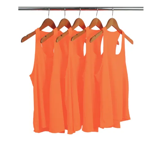 Kit 5 Regatas Feminina Dry Fit Laranja Fluorescente Proteção UV 30+