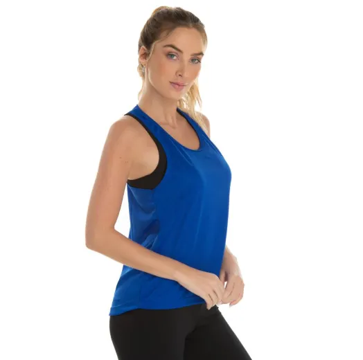 Kit 5 Regatas Feminina Dry Fit Azul Royal Proteção UV 30+