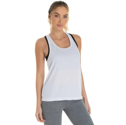 Regata Feminina Dry Fit Branca Proteção UV 30+