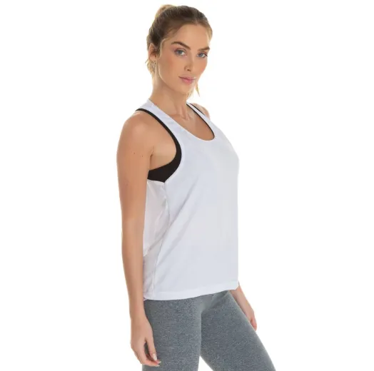 Regata Feminina Dry Fit Branca Proteção UV 30+