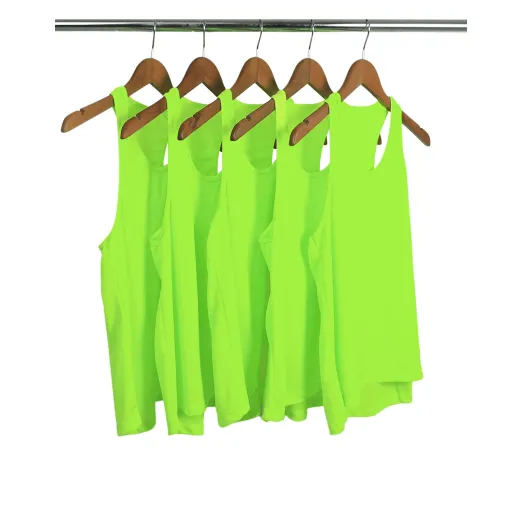 Kit 5 Regatas Feminina Dry Fit Verde Fluorescente Proteção UV 30+