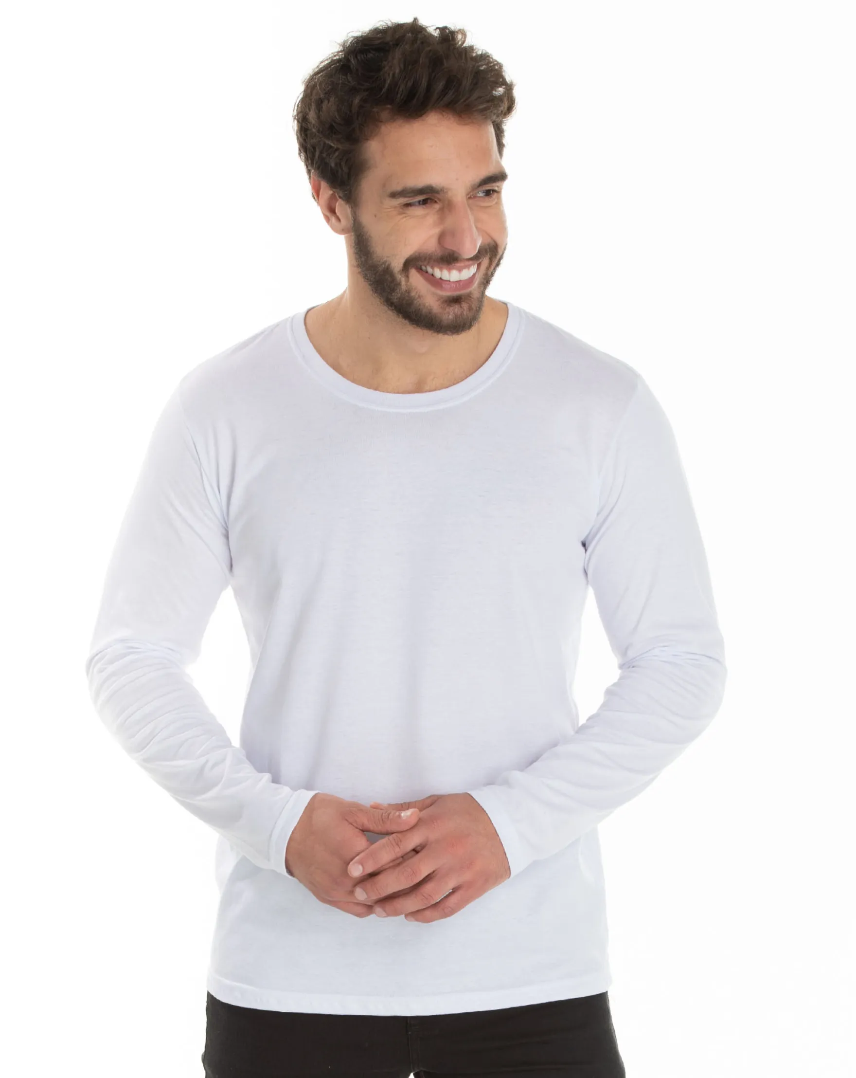 KIT 5 Camisetas Manga Longa de Algodão Premium Branca