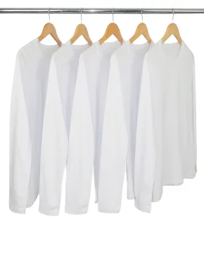 Kit 5 Camisetas Femininas Manga Longa de Algodão Premium Branca