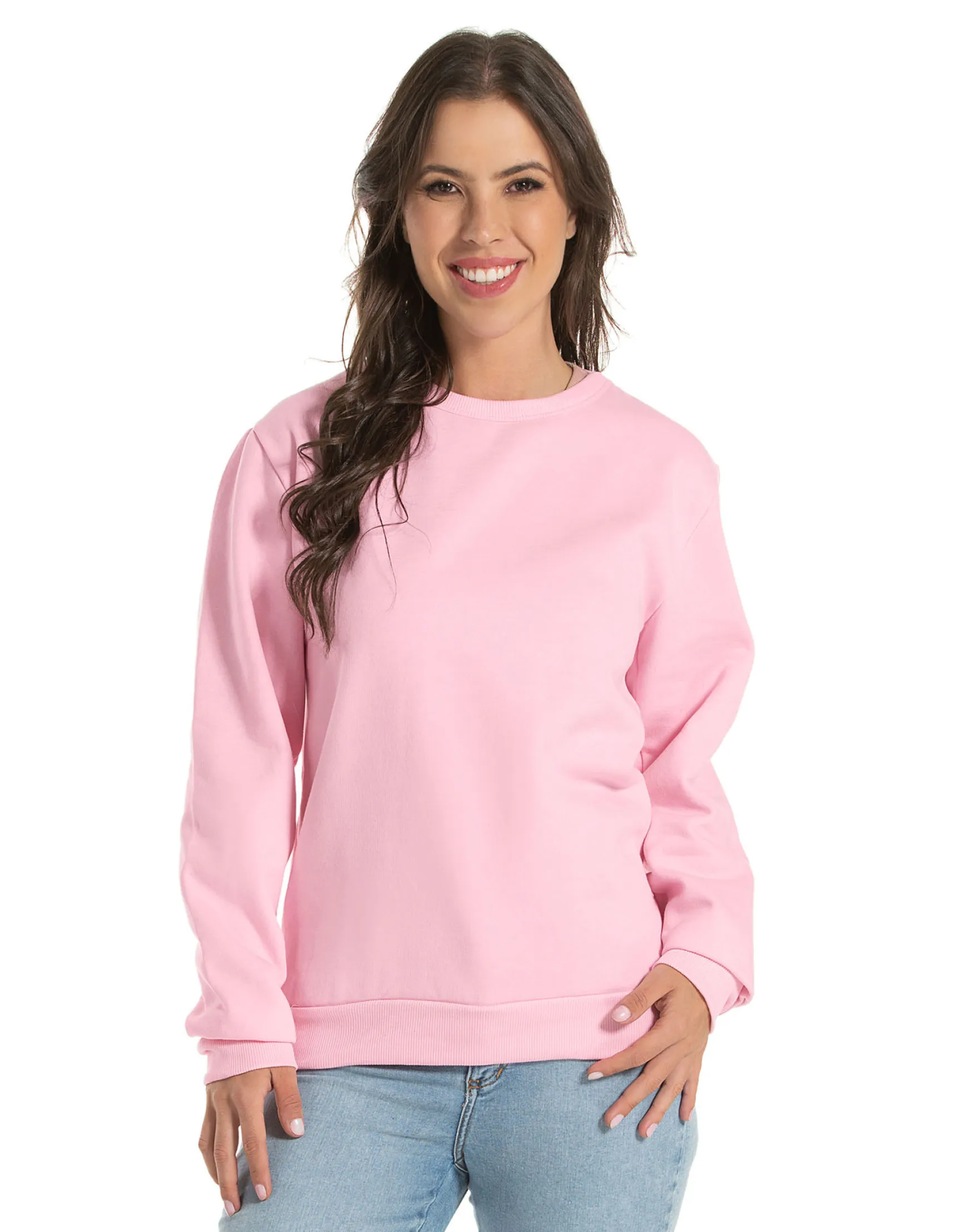 Blusão de Moletom Feminino Rosa Claro