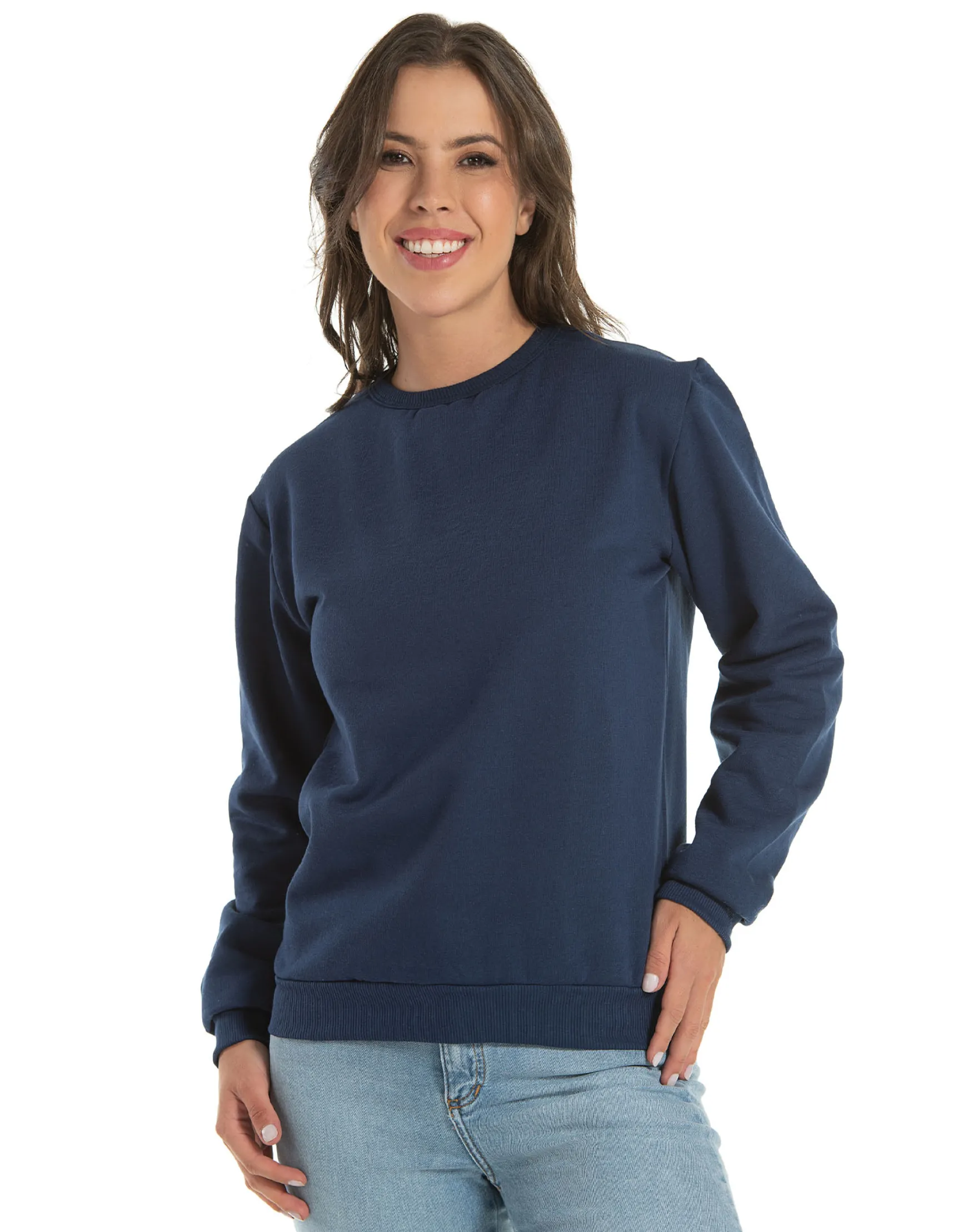 Kit 3 Blusões de Moletom Feminino Azul Marinho