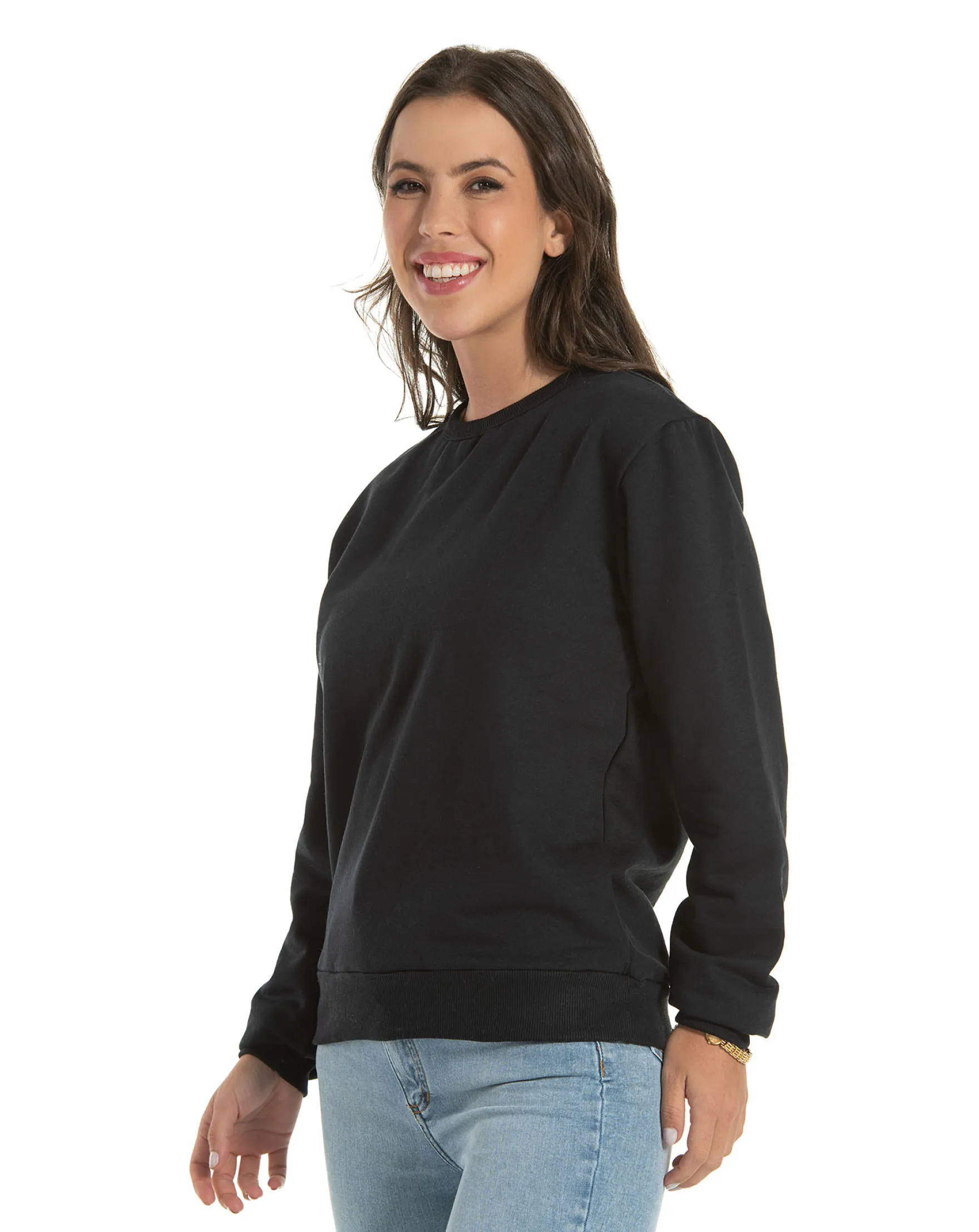 Blusão de moletom feminino preto