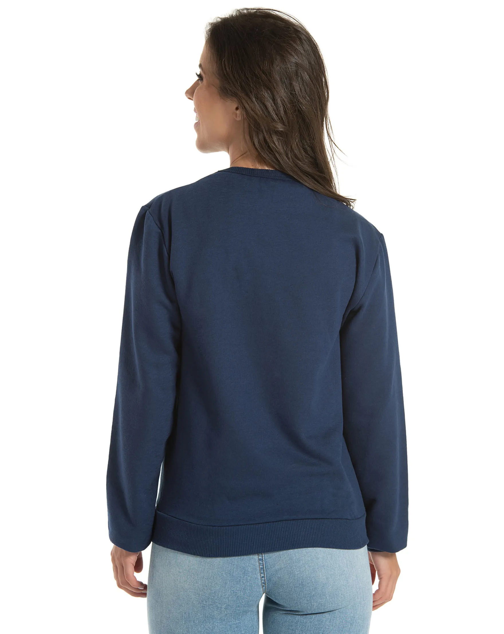Kit 3 Blusões de Moletom Feminino Azul Marinho