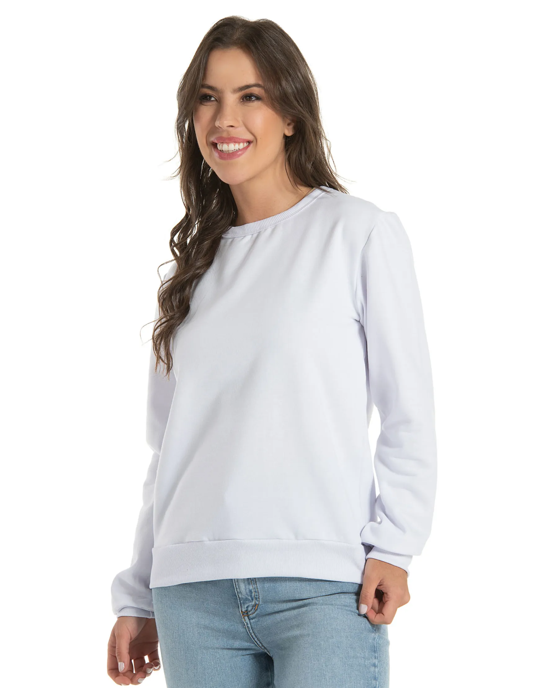 Blusão de Moletom Feminino Branco