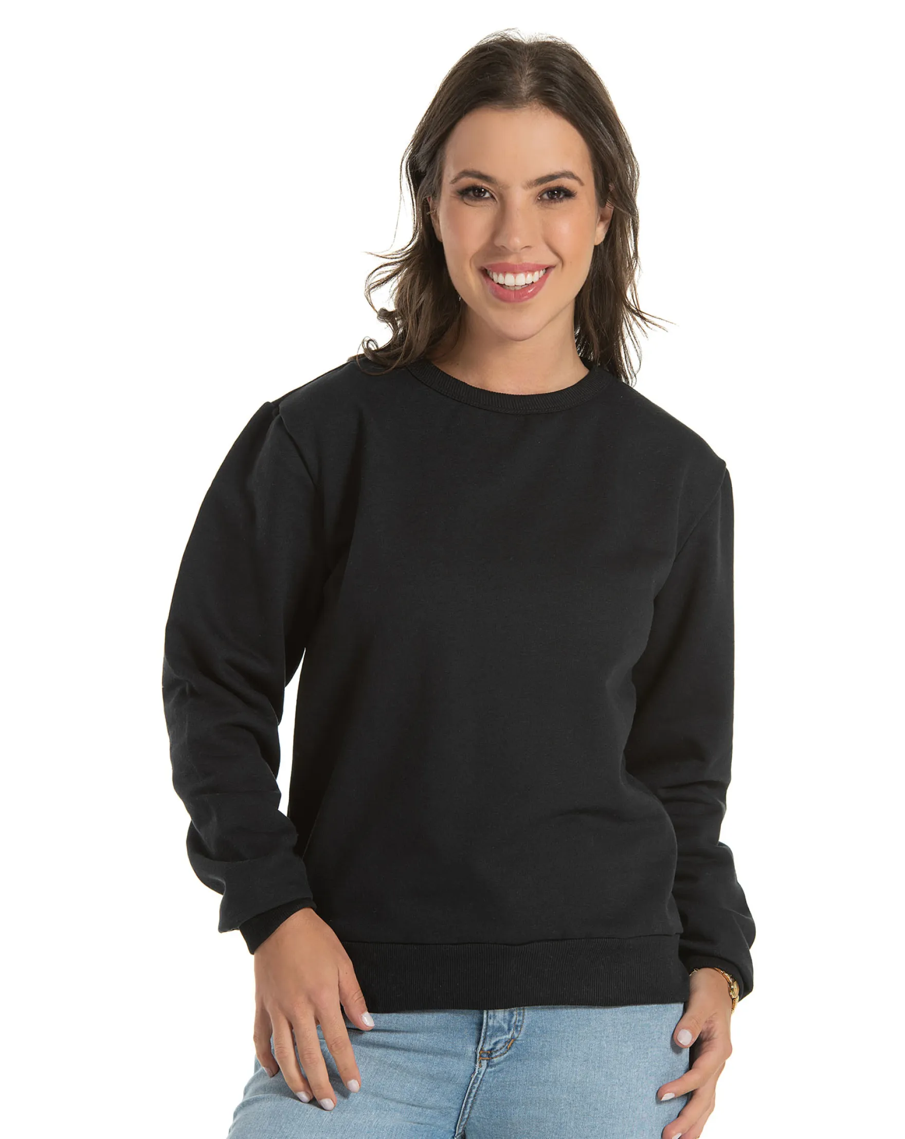 Blusão de moletom feminino preto