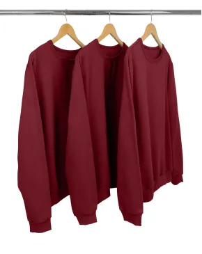 Kit 3 Blusões de Moletom Feminino Bordô