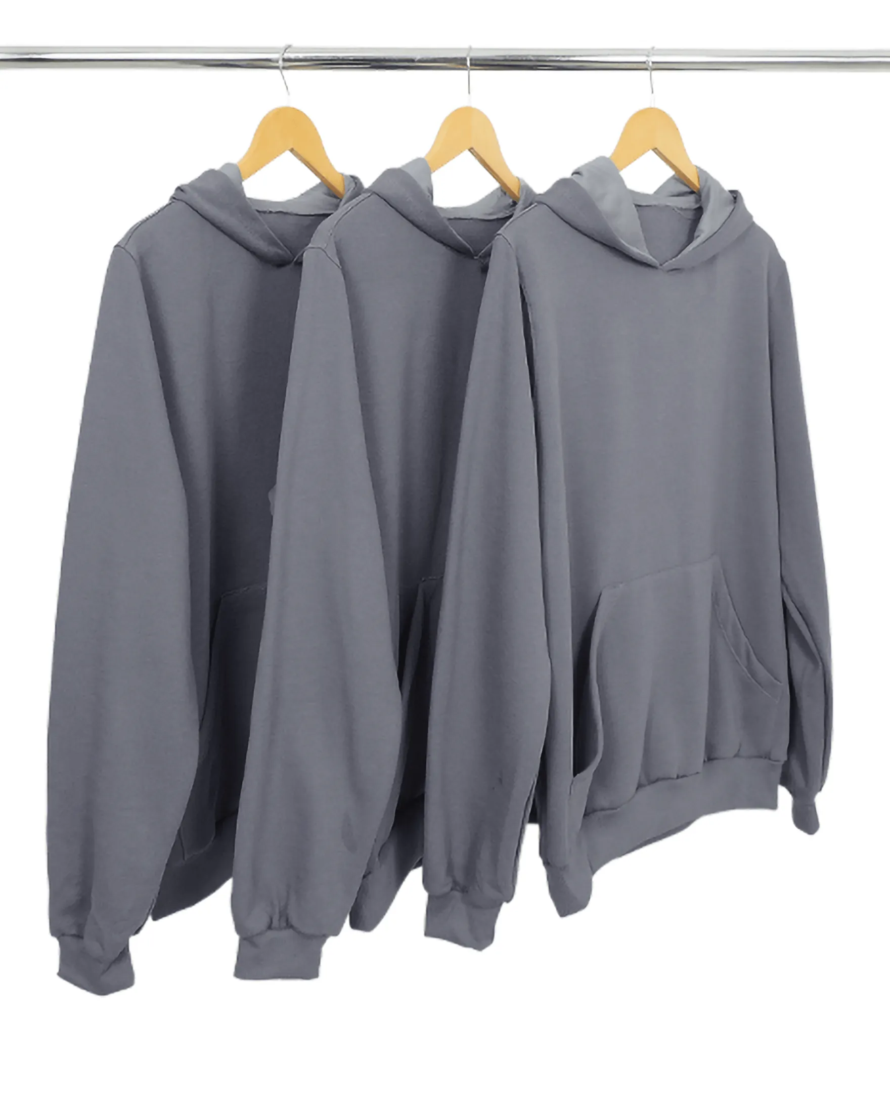 Kit 3 Moletons Canguru com Capuz Feminino Cinza Chumbo