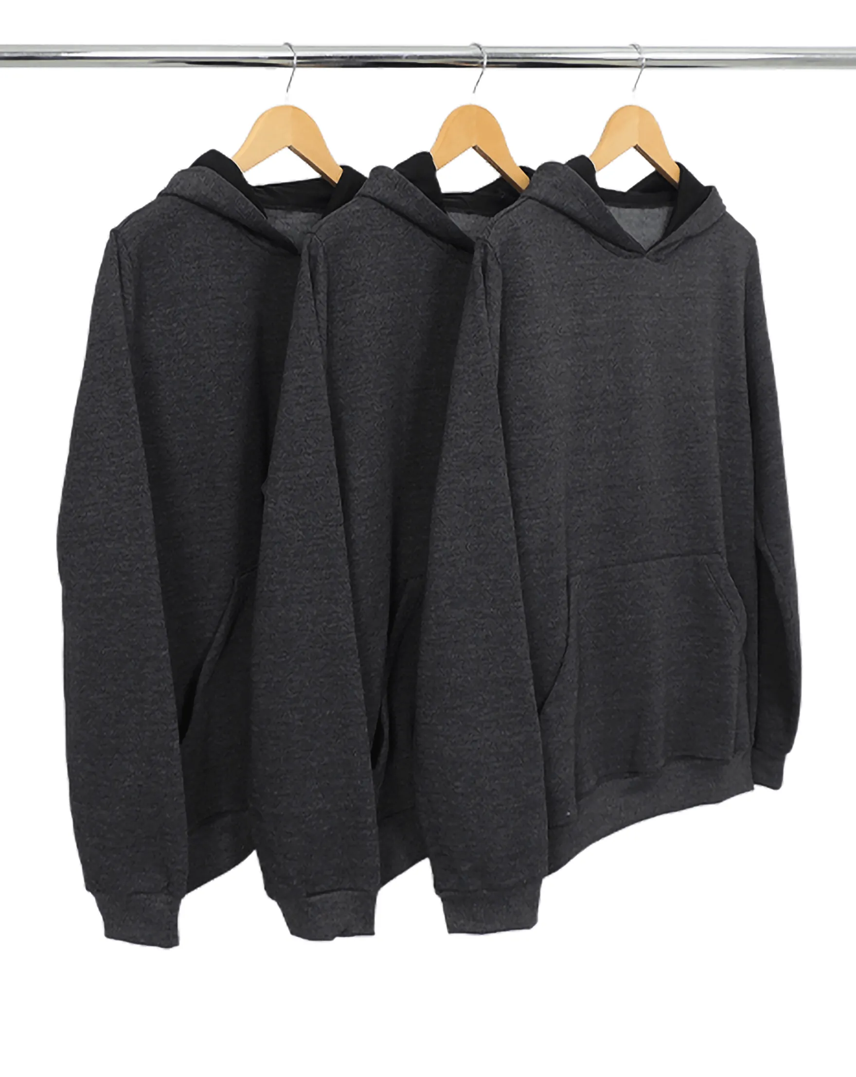 Kit 3 Moletons Canguru com Capuz Feminino Preto Mescla