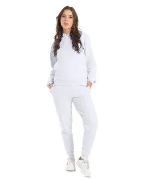 Conjunto Moletom Feminino com Capuz Branco 04