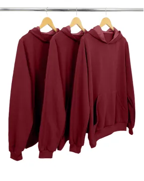 Kit 3 Moletons Canguru com Capuz Feminino Bordô