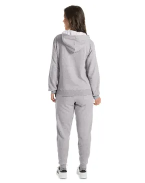 Conjunto Moletom Feminino com Capuz Cinza Mescla 02 