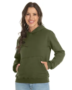 Moletom Canguru com Capuz Feminino Verde Militar